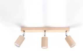 Bodové svietidlo Berg, 3x drevené tienidlo, (možnosť polohovania)