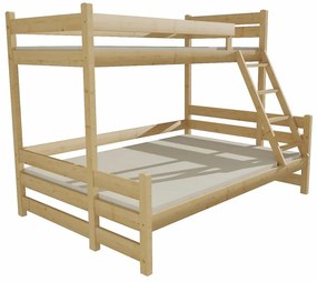 Detská poschodová posteľ s rozšíreným spodným lôžkom z MASÍVU 200x90cm so zásuvkou - PPS004
