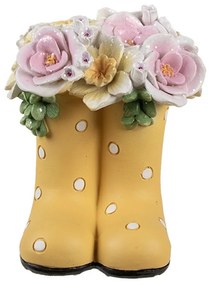 Žltá dekorácia kvietky v čižmách - 10*10*12 cm