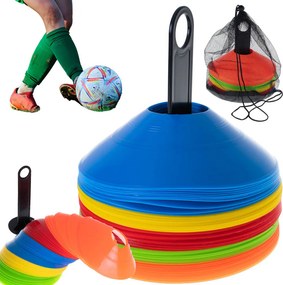 KIK Futbalové tréningové kužele KIK, sada 50 ks, 5 farieb so stojanom