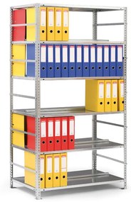 Regál na zakladače COMPACT, 2200 x 1000 x 600 mm, sivý, základný