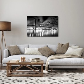 Obraz - Most Benjamina Franklina, Filadelfia, čiernobiely (90x60 cm)