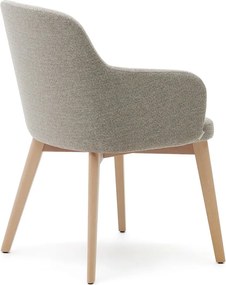 Béžové čalúnené jedálenské kreslo s podrúčkami Nelida – Kave Home