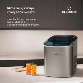 Klarstein On-The-Rocks, výrobník ľadu, 12 kg/24 h, nádrž 2,1 l, LED, nehrdzavejúca oceľ, čierny