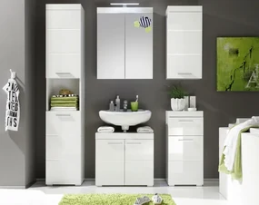 Kúpeľňová skrinka pod umývadlo Amanda 301, lesklá biela