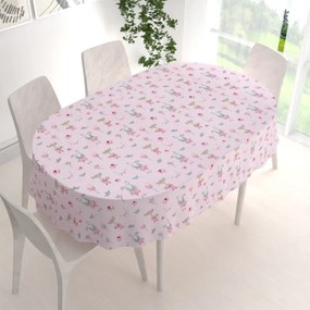 Biante Detský bavlnený oválny obrus Sandra SA-466 Zajačikovia a líšky s balónikmi na ružovom 50x100 cm