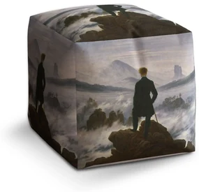 Sablio Taburet Cube Pútnik nad morom hmly - Caspar David Friedrich: 40x40x40 cm