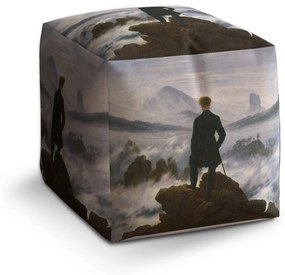 Sablio Taburet Cube Pútnik nad morom hmly - Caspar David Friedrich: 40x40x40 cm