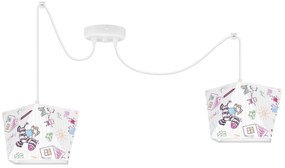 Detské závesné svietidlo Diamond Spider, 2x biele textilné tienidlo so vzorom