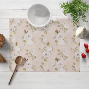 Biante Dekoračné prestieranie na stôl PML-059 Biele ruže s perokresbou na béžovom 30x40 cm