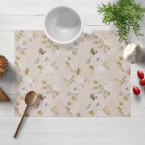 Biante Dekoračné prestieranie na stôl PML-059 Biele ruže s perokresbou na béžovom 30x40 cm