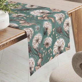 Biante Bavlnený behúň na stôl Sandra SA-716 Jesenné púpavy na zelenom 20x160 cm