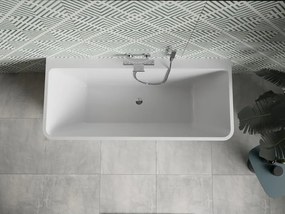 Mexen Volta, voľne stojaca nástenna vaňa 150 x 75 cm, biela-čierna, chrómový prepad, 51131507575-01