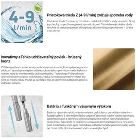 Deante Eridan, vysoká drezová batéria s výsuvným výtokom pre filtrovanú vodu h-333, bronzová, DEA-BRE_C75M