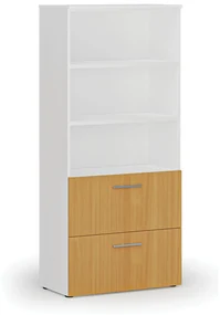 Skriňa so zásuvkami pre závesné zložky PRIMO WHITE, 1781 x 800 x 420 mm, biela/buk