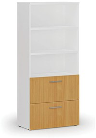 Skriňa so zásuvkami pre závesné zložky PRIMO WHITE, 1781 x 800 x 420 mm, biela/buk