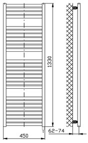 Aqualine Sapho, TONDI-E elektrické vykurovacie teleso, rovné, 450x1330 mm, 500W, čierna matná, DE476T