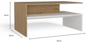 Konferenční stolek Boston 90 cm dub artisan/bílý