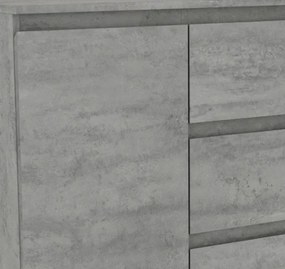 Široká komoda so 4 zásuvkami Carlos, šedý betón, 120 cm