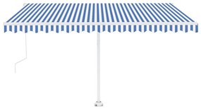 vidaXL Samostatne stojaca automatická markíza 450x300 cm modro-biela