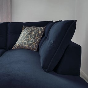 Tmavomodrá zamatová rozkladacia rohová pohovka Miuform Stylish Stan L, pravý roh