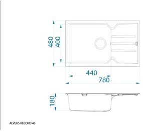 ALVEUS CZ RECORD 40 G 55 béžová (780x480mm)+ jedn. sifon F