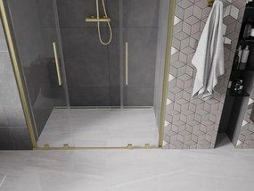 Mexen Velar Duo, posuvné dvere do otvoru 160x200 cm, 8mm číre sklo, zlatá matná, 871-160-000-02-55