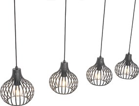 Inteligentné závesné svietidlo čierne 4-svetlá Vrátane 4 Wifi G95 - Saffira