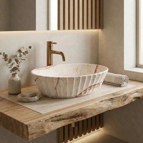 Rea Samanta Zen, umývadlo na dosku 500×380×135 mm, béžová imitácia kameňa matná, REA-U3532