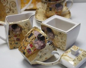 Porcelánový 21 dielny set na kávu alebo čaj,Gustav Klimt  The Kiss, Queen Isabell, 09295