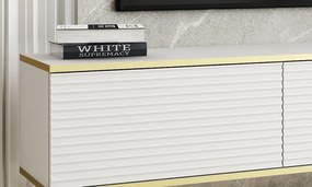 Závesná TV skrinka Orfeo, 175 cm, biela štruktúra/zlatá