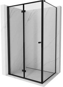 Mexen Mist-F T, 1-krídlový skladací sprchový kút ľavý 75 x 110 cm, číre sklo-čierny rám, 8A6T-075-110-70-70-L