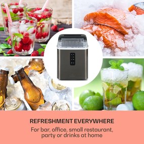 Klarstein Albaron Supreme, výrobník ľadu, tvar náboja, 12 kg/24 h, nádrž 1,5 l, nehrdzavejúca oceľ