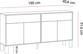 Dizajnová komoda CAJA dub bookmatch 180 cm