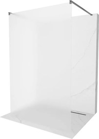 Mexen Kioto, sprchová zástena Walk-In 130 x 200 cm, 8mm sklo námraza, grafitový profil, 800-130-002-95-30