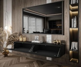 ZÁVESNÝ TV STOLÍK ELEGANTE ČIERNY MATNÝ 175 cm