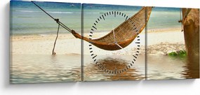Obraz - Relax na pláži (s hodinami) (90x30 cm)