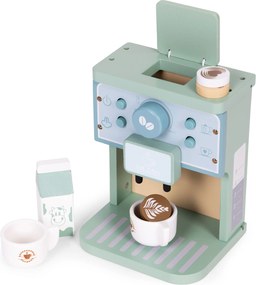 Detský drevený kávovar ECOTOYS – barista set 8 dielov, hra pre deti 3+