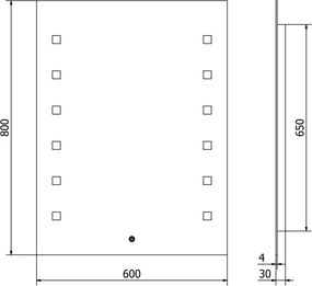 Mexen Ner, LED kúpeľňové zrkadlo s podsvietením 60x80 cm, 6000K, ochrana proti zahmlievaniu, 9809-060-080-611-00