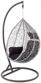 Závesné hojdacie kreslo EGGY šedé/čierne