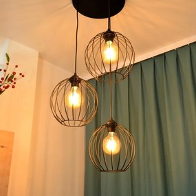LED Luster na lanku MERCURE 3xE27/15W/230V ø 50 cm čierna