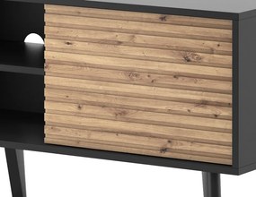 Široká TV skrinka Willow, čierna/dub artisan