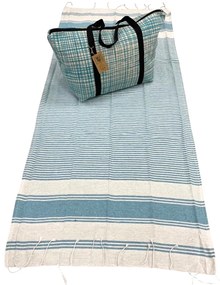 Štýlový set plážovej tašky + osušky HAMAM 75 x 150 cm, tyrkysový