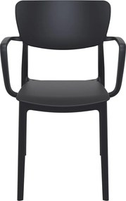 LISA záhradná stolička s podrúčkami black