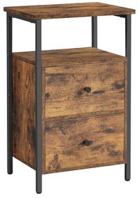 Nočný stolík s 2 zásuvkami, rustikálny hnedý
