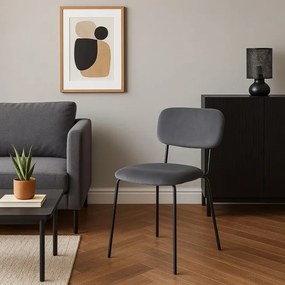 Jedálenská stolička LOUIS zamatová, čierna / grafitová
