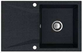 Sink Quality Obsidian, kuchynský granitový drez 790x500x210 mm + chrómový sifón, čierna škvrnitá-Brocade, SKQ-OBS.B.1KDO.X