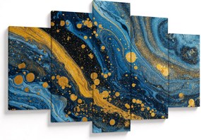 Obraz - Modrá abstrakcia so zlatom (150x105 cm)