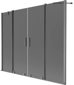 Mexen Velar Duo, 2-krídlová posuvná vaňová zástena 190 x 150 cm, 8mm šedé sklo, brúsený grafit, 896-190-000-42-66