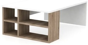 Konferenčný stolík DEFNE 34x90 cm biela/hnedá